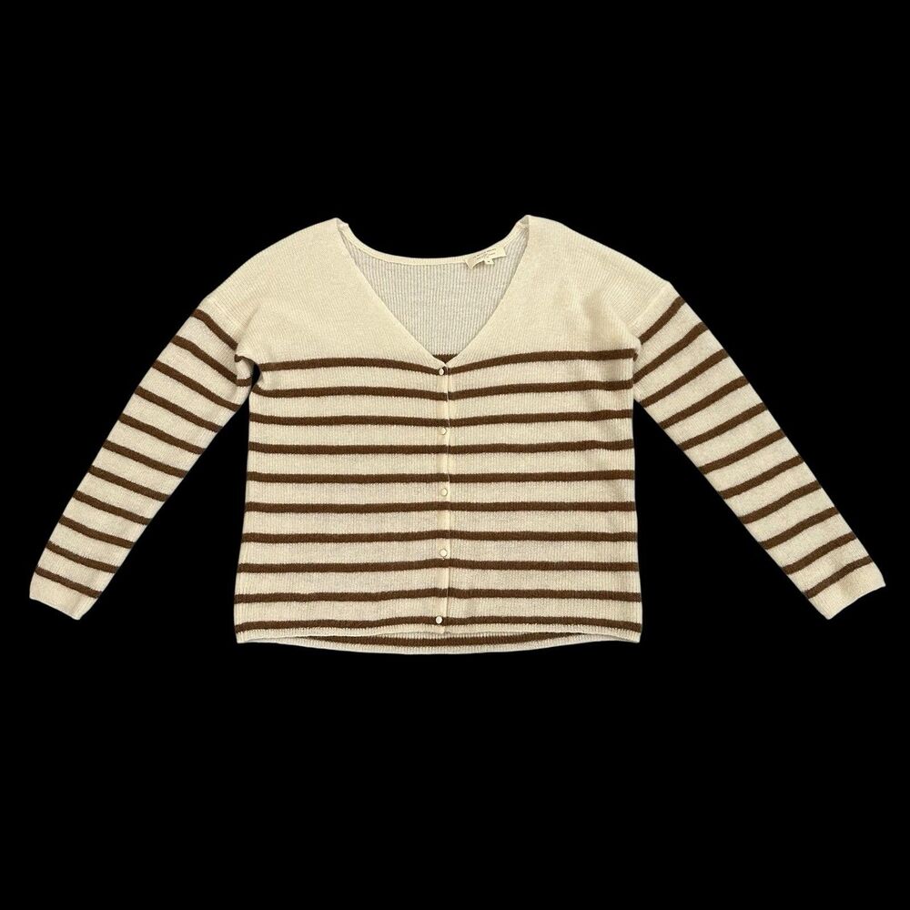La Maille Sezane Medium Barry Knit Mohair Alpaca Blend Striped Cardigan